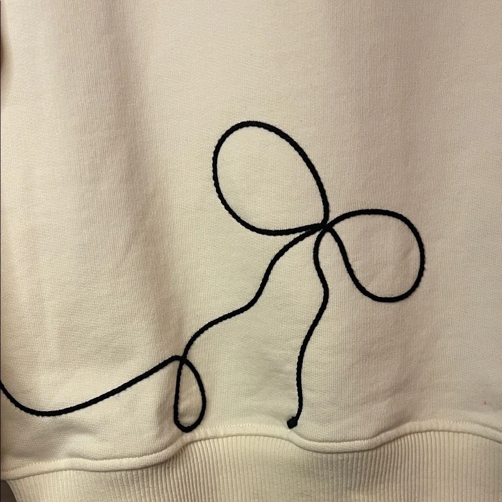 NWT Zara Girls Crewneck Embroidered Bows Pullover Sweatshirt Ivory Sz 11 / 12